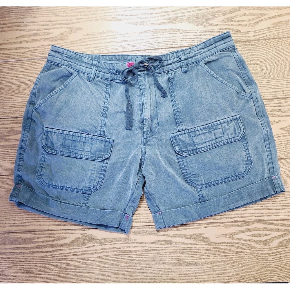 Sundance Chambray‎ Shorts Blue Tencel Cuffed Lightweight Pockets 4 Summer Casual